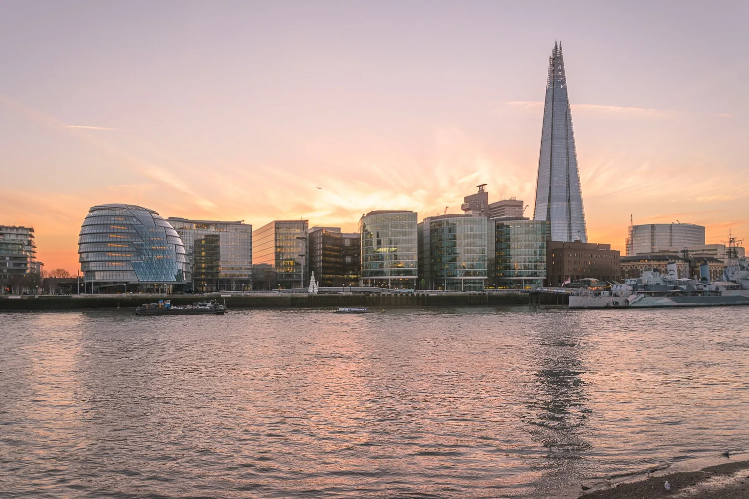 The Shard and River Thames at sunset